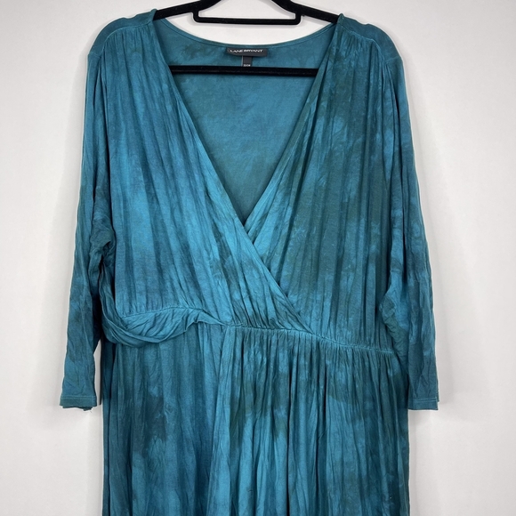 2/$30 Lane Bryant Asymmetric Faux Evening Gown 22/ 24 Green High Low Maxi #7129 - Picture 6 of 16